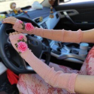 Flowers Lace Fingerless Gloves
